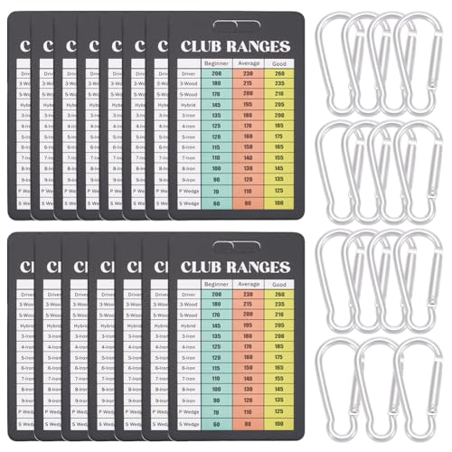 PLIGREAT 15 Pcs Golf Club Range Chart Card, 2.16" x