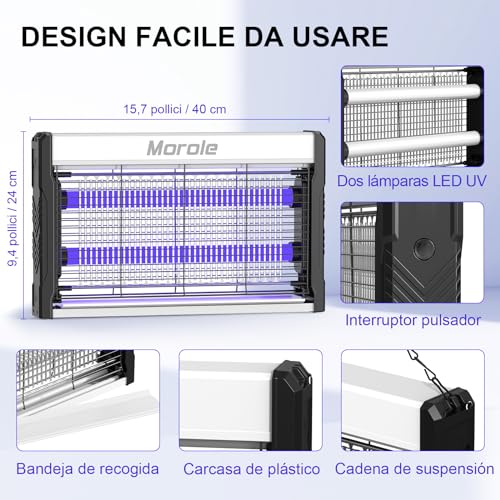 Lámpara antimosquitos interior y exterior con luz ultravioleta 3200V 3