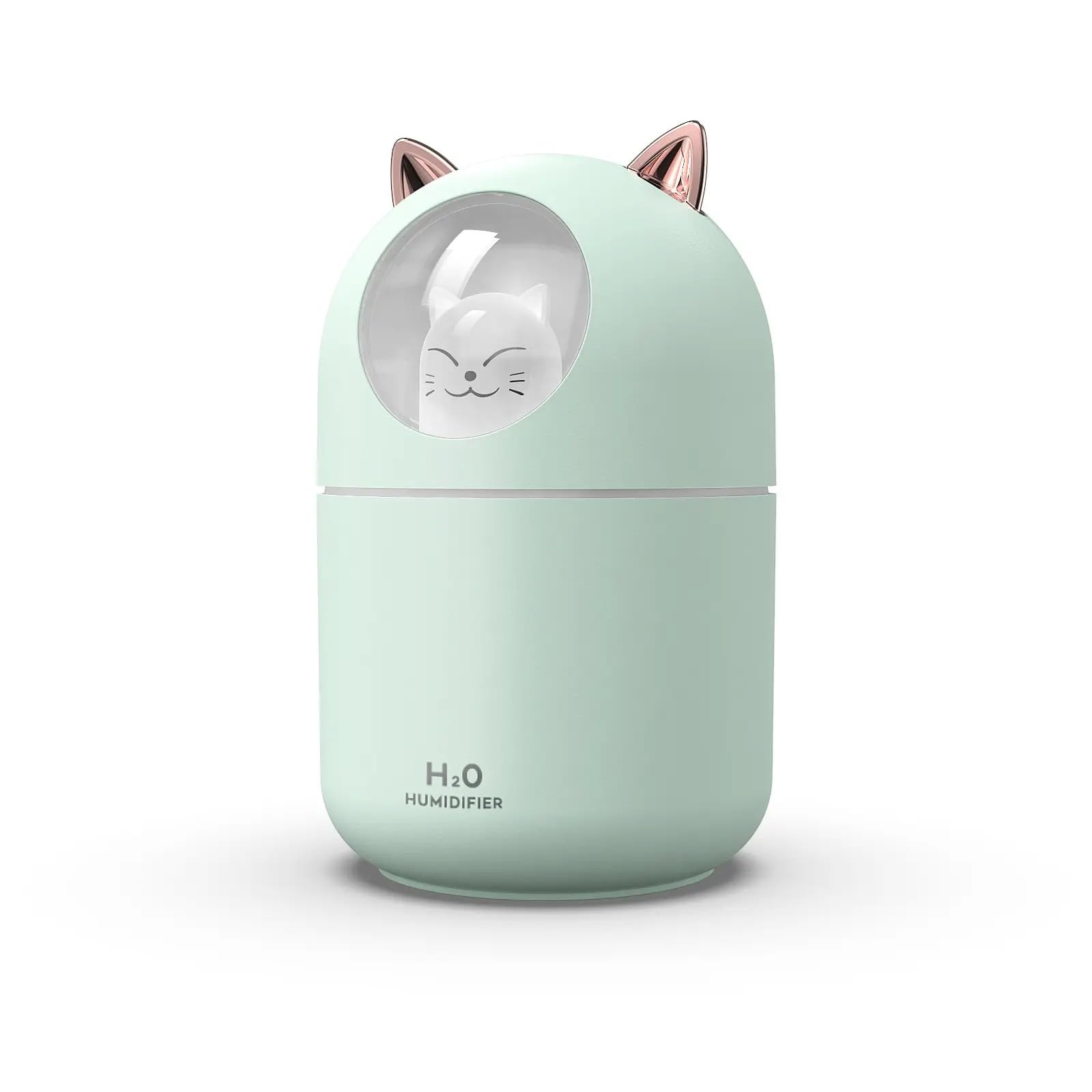 mobigon Wood Cool Mist Ultrasonic Humidifier for Room Moisture, Aroma Diffuser for Home, 300ml Essential Oil Diffuser with 7 Colorful Night Light, Auto Shut-Off, Turquoise