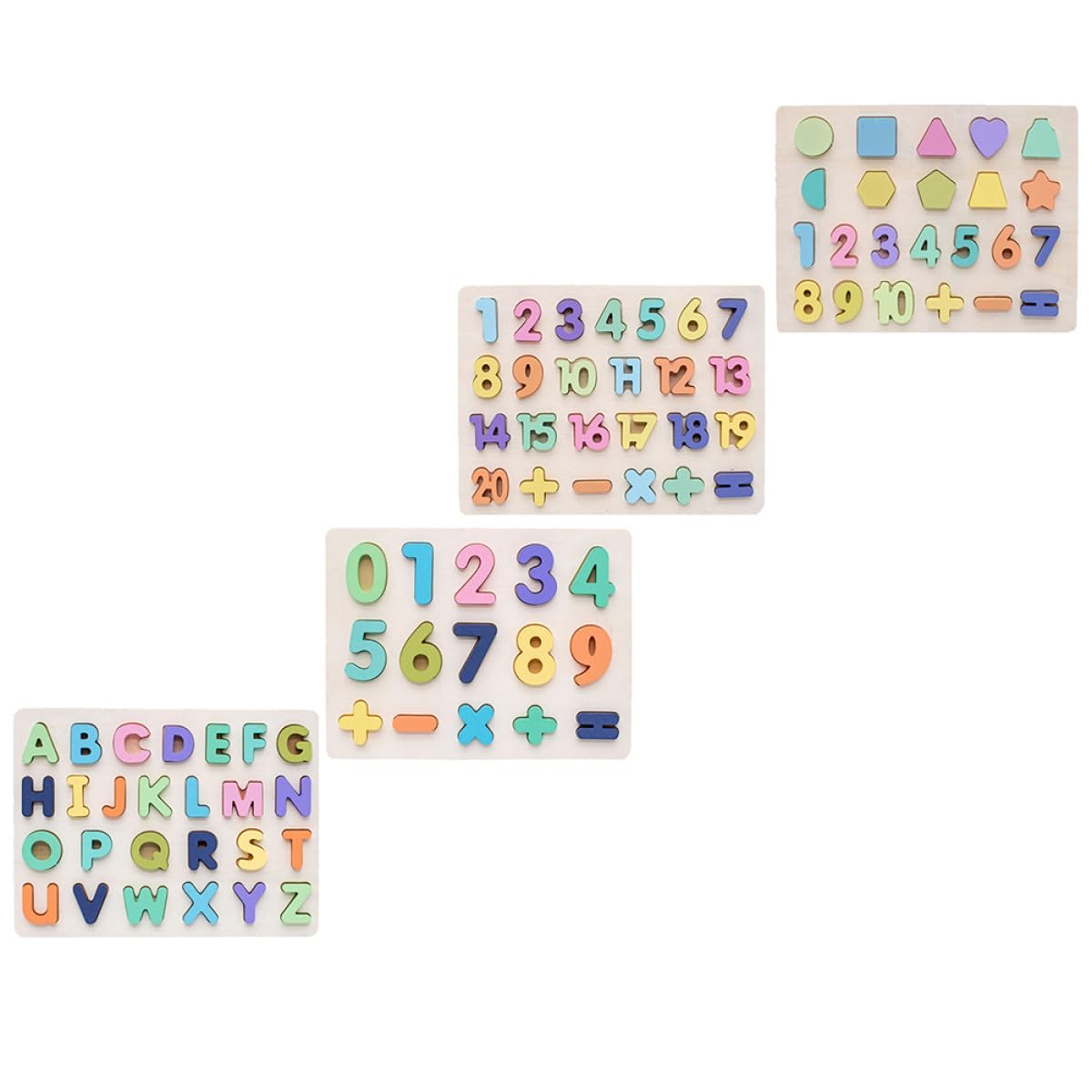 DECHOUS Set 4 Pezzi Puzzle Didattico Lettere e Numeri in Legno, Gioco Educativo per Ragazzo Ragazza 0-5 Anni, Sviluppo Riconoscimento Alfabetico e Numerico, Materiale Sicuro per Scuola