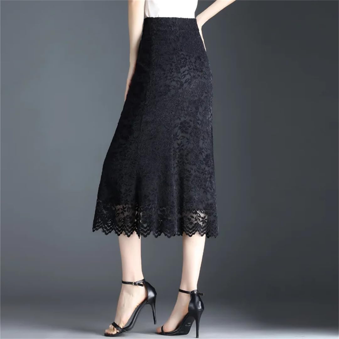 Pizzo Fishtail Midiskirt Donna Temperamento Borsa Hip Gonna Ufficio Signora One-Step Gonna Lunga