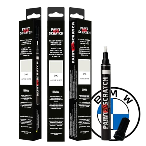 Image of Paint Scratch Fix Exact BMW Touch Up Paint Alpine White 300, Car Paint Pen, Auto Marker For Scratches, Fixed Keyed Car And Stone Chips, Manufacturer Exact Color Code Match (BMW - Alpine White - 300)