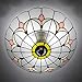 BAYCHEER HL455292 Tiffany Flush Mount Light Glass Shade Ceiling Light Fixture Transparent Ceiling Mount Lighting for Bedroom, Kitchen Island, Corridor, Entry