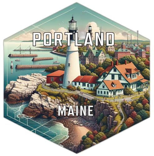 Imán decorativo hexagonal Portland Maine de 2 pulgadas miniatura 1