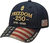 Efdaf USA 250th Anniversary Hat, Adjustable 250th Anniversary Printed Patriotic Baseball Caps, Tribute Retro Washed Hat