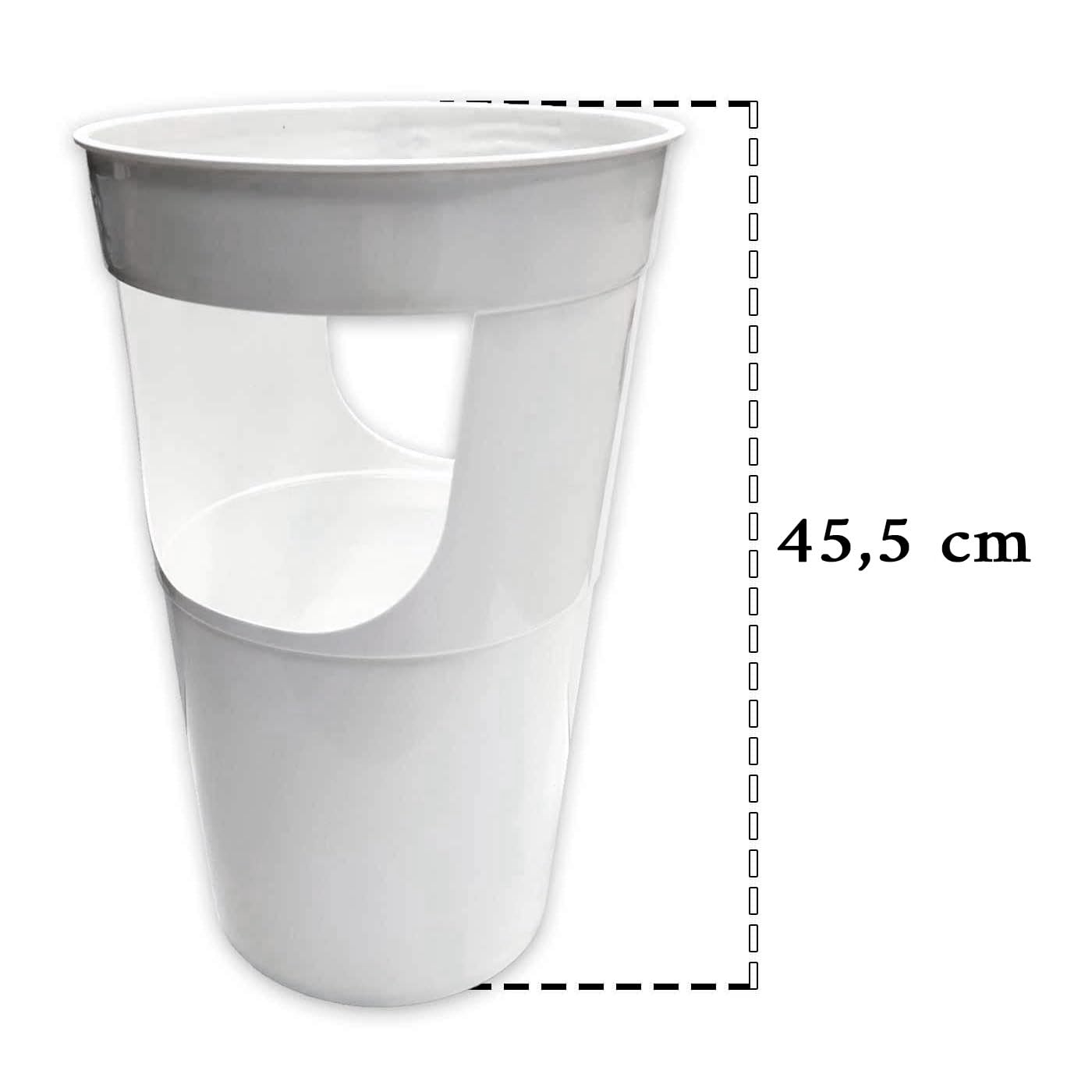 AC – Paragüero – Fabricado en plástico – Forma Redonda – Ideal para el hogar o el Trabajo – Ø 28 x 45,5 cm – Color Blanco