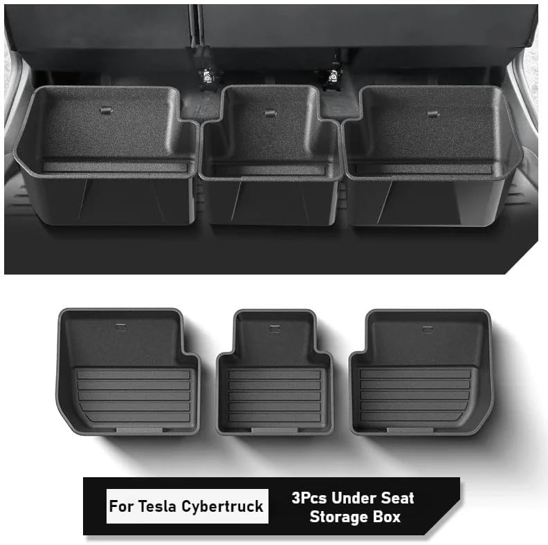 3Pcs for Tesla Cybertruck 2025 Under Seat Storage Box Waterproof Rear Seat Lower Box Case Organizer