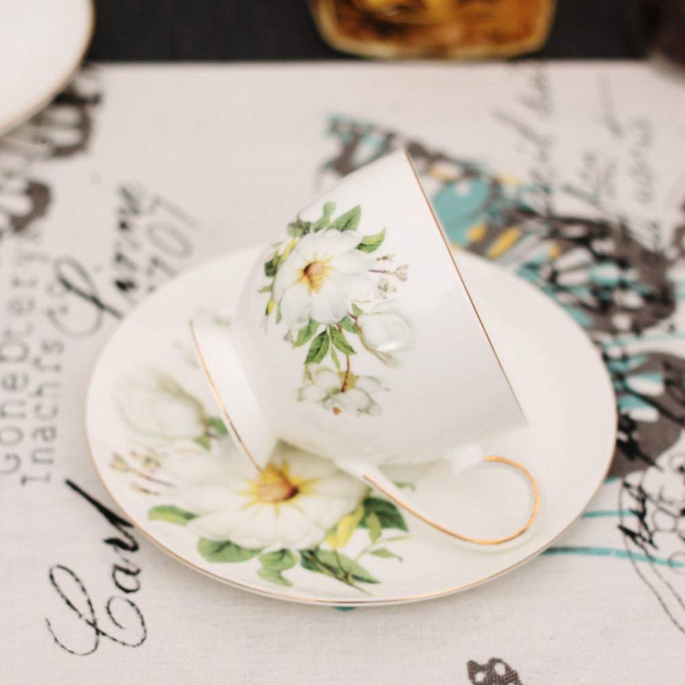 Porcelanowe kubki do kawy i spodek wielokrotnego użytku, śmieszne 6,76 uncji/200 ml popołudniowe kubki na mleko filiżanki do espresso cieplejsze kubki
