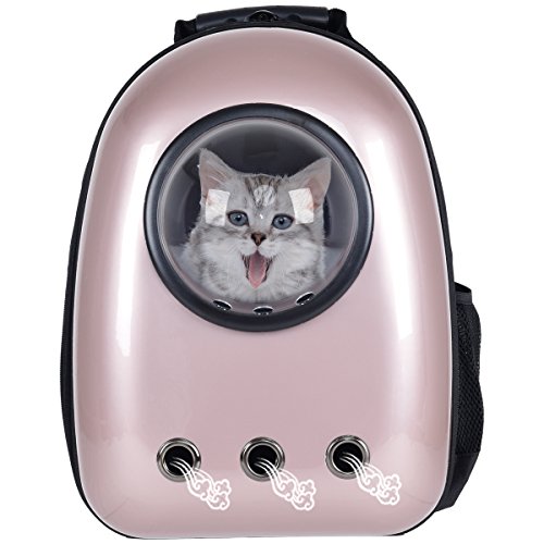 Giantex Astronaut Pet Cat Dog Puppy Carrier Travel Bag Space Capsule Backpack Breathable (Golden Rose)