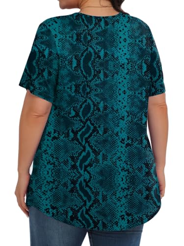 Image of Tencede Womens Plus Size Tops Tunic Short Sleeve Crew Neck Shirts Casual Soft Blouse 1X-5X