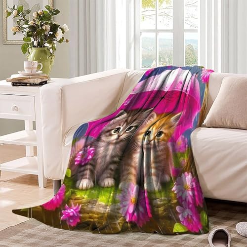 Couverture microfibre chat anti-froid : plaid chaud et doux pour lit et canapé - 4
