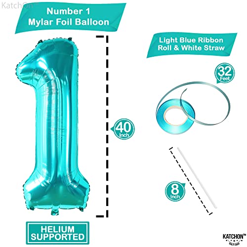 Image of KatchOn Teal Number Balloon For Under the Sea Party Decorations 40 Inch