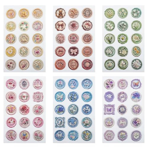 90PCS Pre-Made Envelope Seal Stickers, Classic Vintage Theme Waterproof Self-Adhesive Stickers for Wedding Invitations, Birthday Gift Wrapping, Scrapbook & Journal Decoration (90PCS Classic Vintage)