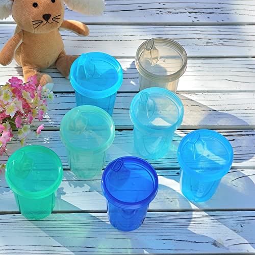 Youngever 7 Pack Kids Sippy Cups, 7 Coastal Colors, 10 oz Plastic Sippy Cups for Infant, Toddler, Kids - Thumbnail 4