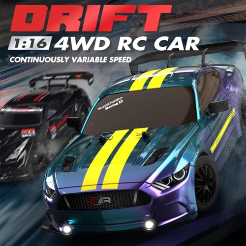Image of 1:16 Scale RC Drift Car 4WD 2.4GHz 30KM /H High Speed Racing Sport Toy Car with LED Lights, Racing and Drift Wheels (8103-Red)