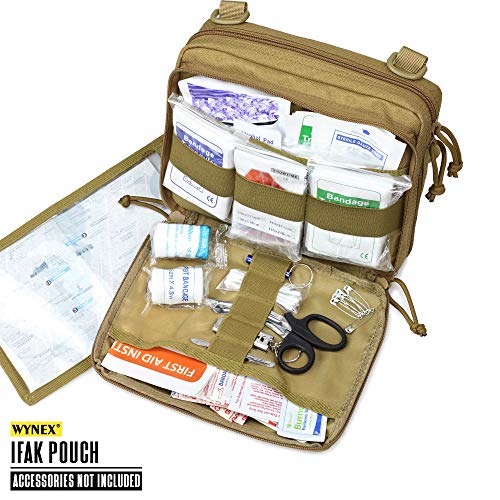 Wynex Tactical Molle Admin Pouch Of Laser Cut Design, Nylon Utility Pouches Molle Attachment Military Medical Emt Organizer With Map Pocket Edc Emt Pack Ifak Tool Holder Universal U.s.a Patch Included #TOP2