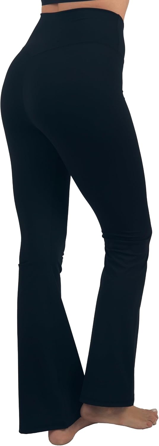 Alpine Swiss Leila Womens Flare Leggings High Waisted Crossover V Waist Buttery Soft Tummy Control Yoga Pants Bootcut Tights
