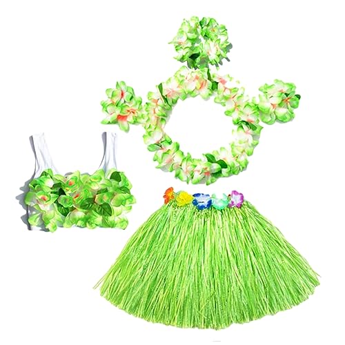 Falda de hula con collares para vestido para mujer solucionando conjuntos de disfraces hawaianos