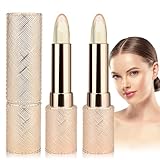2PCS Lippenstift - Lippenstift mit Blattgold Farbwechsel 24 stunden halt, Temperature Farbwechsel Ph Adjusting Lippen-Farbe, Wasserdicht Transferproof Lippenbalsam