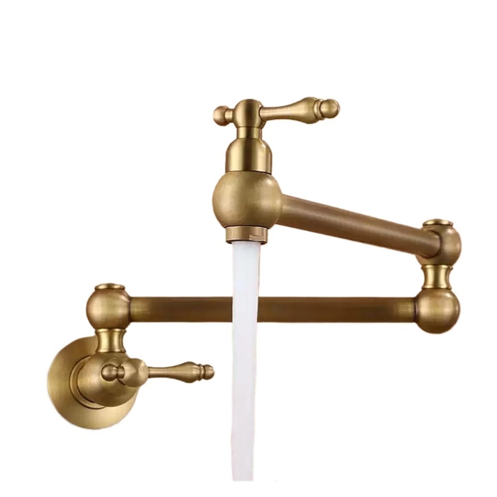 Grifo de llenado de ollas de latón cepillado con caño plegable y agua fría para pared.