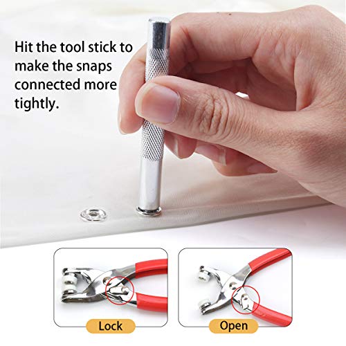 Yofuly 200 Sets Snap Fasteners Kit Tool, 10 Colors 9.5Mm Metal Snap Buttons Rings With Fastener Pliers Press Tool Kit Snap Button For Sewing And Crafting #TOP3