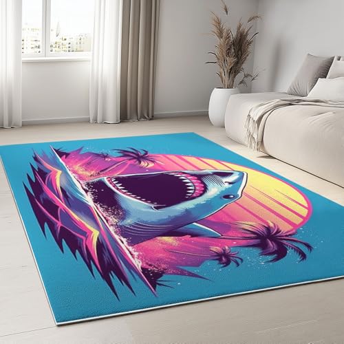 Tapis antidérapant requin bleu lavable pour sécuriser la chambre - 4