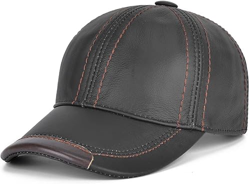 Gudessly Gorra de béisbol ajustable de cuero de vaca genuina para hombre para otoño e invierno deportes al aire libre sombrero