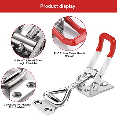 4 stück Spannverschluss Edelstahl, Hebel Verschluss, Kistenverschluß, Kistenverschluss Spannverschluss Eckbefestigung, Toggle Latch, Verstellbar Metall Hebel Verschluss, für Kisten Schrank Schublade