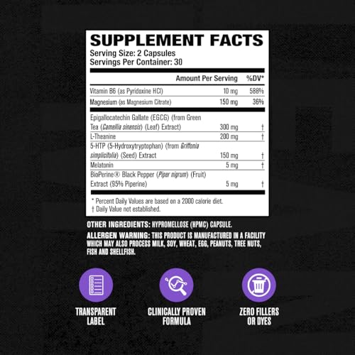Image of Jacked Factory Lean PM Night Time Fat Burner, Sleep Aid Supplement, & Appetite Suppressant for Men and Women - 60 Stimulant-Free Veggie Weight Loss Diet Pills