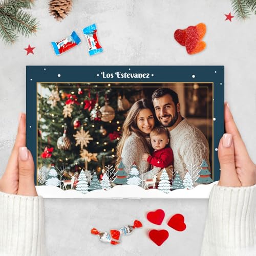 Transparent Gift Caja de Dulces Personalizada con Foto Grande y Texto. Regalos Navidad. Caja Bombones para Regalar. Caja Chuches. Regalos Originales Familia, Amigos, Pareja. Dulces Navideños Chocolate