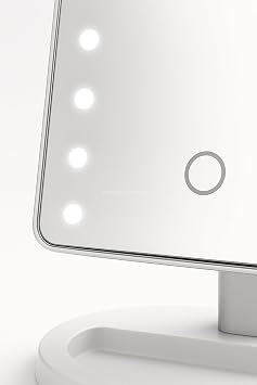 Busstier Led Lighted Makeup Mirror Touch Table Top Mirror with Adjustable Playing Head with 3 Light Modes White Light Daylight Warm Light