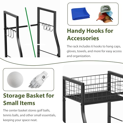Jsskeeim Golf Bag Storage Organizer for Garage Organization, Golf Bag Stand for Golf Bag Accessories, Spacious Golf Rack for Golf Clubs & Golf Essentials, Ideal Golf Gifts for Men (Fits 2 Golf Bags) by Jsskeeim - Image 2