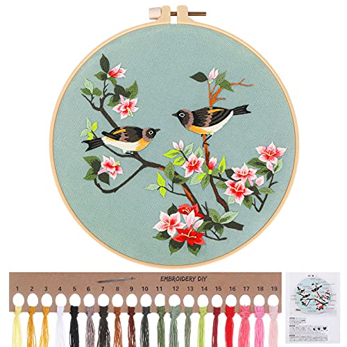 MWOOT DIY Embroidery Full Series Kits are Suitable for Adult Beginners Cross Stitch Kits with Flowers and Birds Pattern