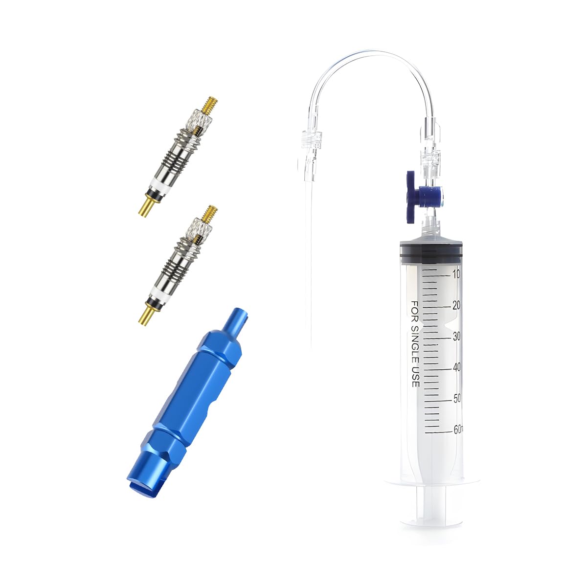 KOM Cycling Seringue Injecteur Mastic Tubeless Avec Outil Retrait Noyau Valve Presta Kit Tubeless Propre