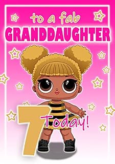 Granddaughter Age 7 Birthday Card - LOL Surprise - Optional Personalised Extra Large 77MM Badge - Full Colour Inside!
