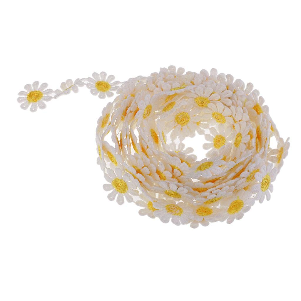 MERISHOPP® 3 Yards 25mm Daisy Embroidery Lace Trim Applique Ribbon Sewing Yellow|Crafts|Multi-Purpose Craft Supplies|Crafting Pieces|Ribbon 1