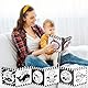 Vicloon Kontrastbuch Baby, Soft Bilderbuch aus Stoff mit Spiegeln, Schwarz Weiß Doppelseitig Baby Stoffbuch, Wahrnehmungs-Lernspielzeug,Neugeborenes Lernspielzeug Spielzeug Geschenk