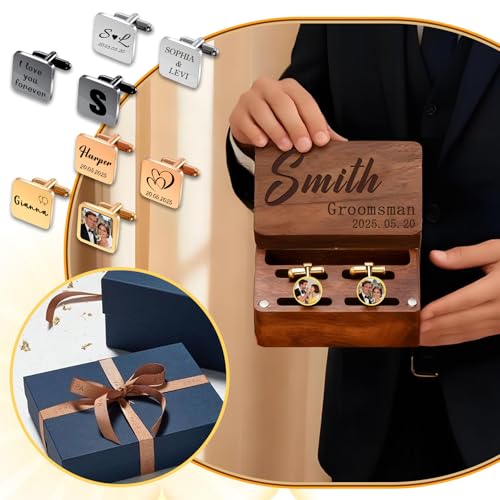 Juego de Mancuernillas y Sujetacorbatín Personalizados para Hombre miniatura 7