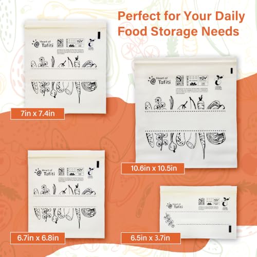 Heart of Tafiti Compostable Food Storage Bags Variety Pack - 280 Count (100 Snack 100 Sandwich, 50 Quart, 30 Gallon) - PFAS & BPA FREE, Certified US BPI ASTM D6400 Europe OK Compost - Image 3