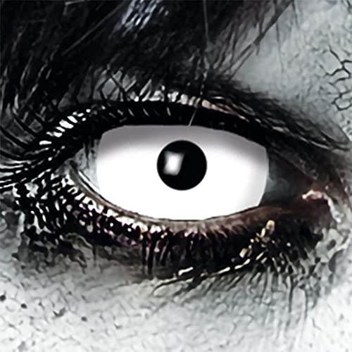 KingofHalloween.de Weiße farbige Kontaktlinsen Sclera White Zombie 1 Paar Zombie Vampir Cosplay Fastnacht Verkleidung Karneval Schminke Halloween Make up ohne Sehstärke