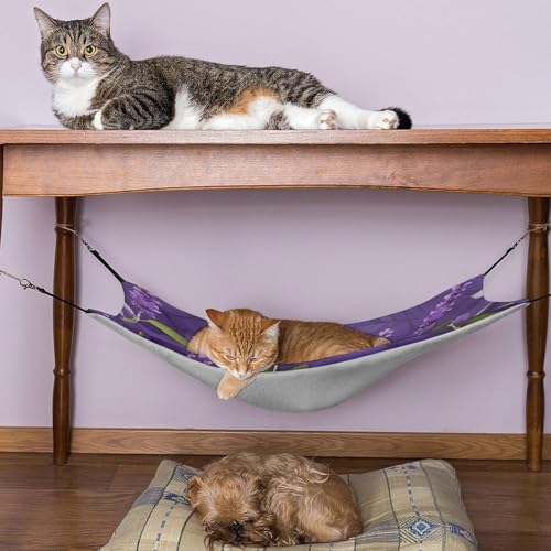 Hamac pour chaton suspendu réglable lavande pour libérer de l'espace - 6
