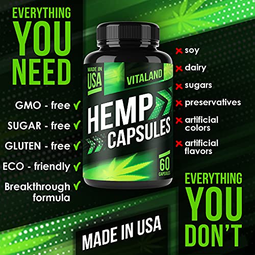 Hemp Capsules - Premium Formula - Stress Relief, Immunity & Mood Support - Natural Ingredients - Provides Deep Sleep… - Image 8