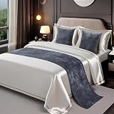 Polyester bed scarf，Decorative bed runner，Bed Runner ，European Style Simple Bed Scarf，Embroidered bed runner，Bed cover runner，Bed runner for guest room， for Bedroom Home Guesthouse Farmhouse(A,50*210c