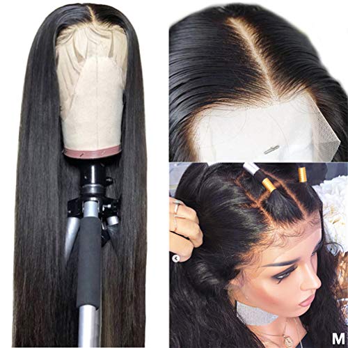 Straight Hair Lace Frontal Wig Human Hair, 360 Lace Front Wig with Baby Wig Front Human Hair Straight Hair Natural Hairline 13X4 150% Density Wig,for Black Women (20 Inch) Cover