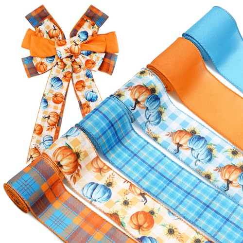 Whaline 6 Rollen Herbstband mit Drahtrand