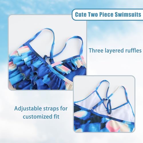 Image of Girls Tankini Swimsuits Two Piece Bathing Suit Hawaiian Ruffle Swimwear Set for Kids Girls 3-16 Years