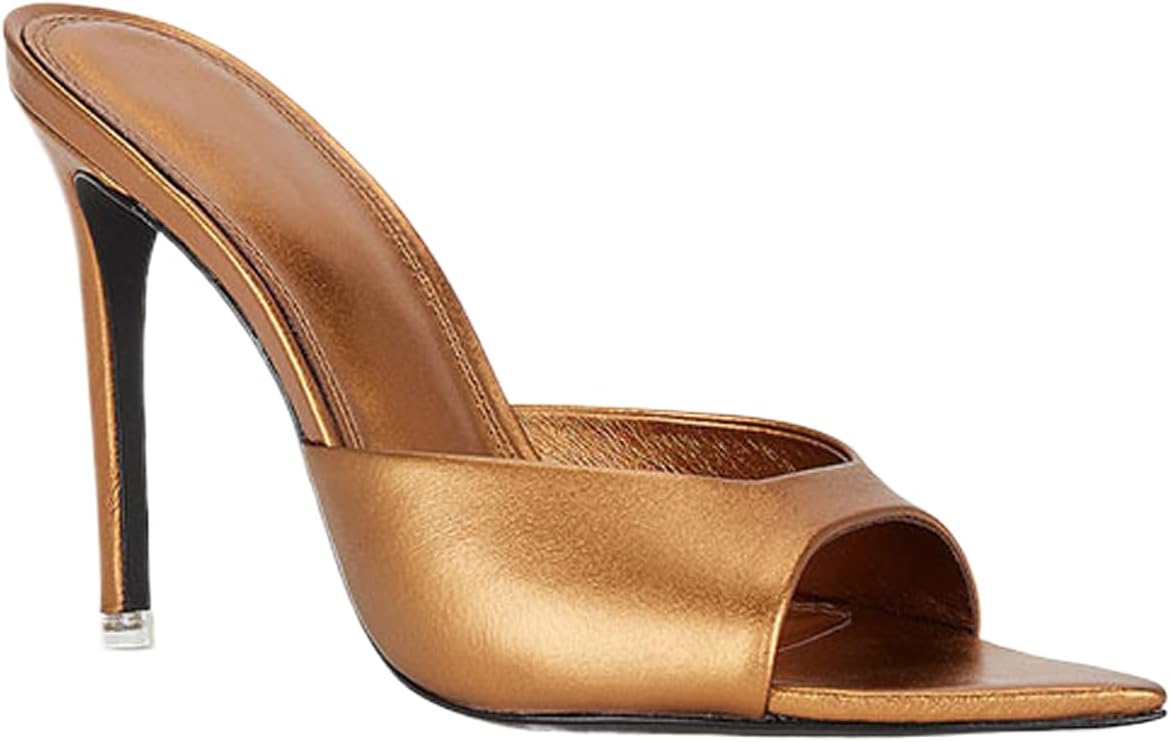 Women'S Open Toe Stiletto Mule Sandals Sexy Pointed Elegant Backless High Heel Sandals For Party, Evening, Wedding