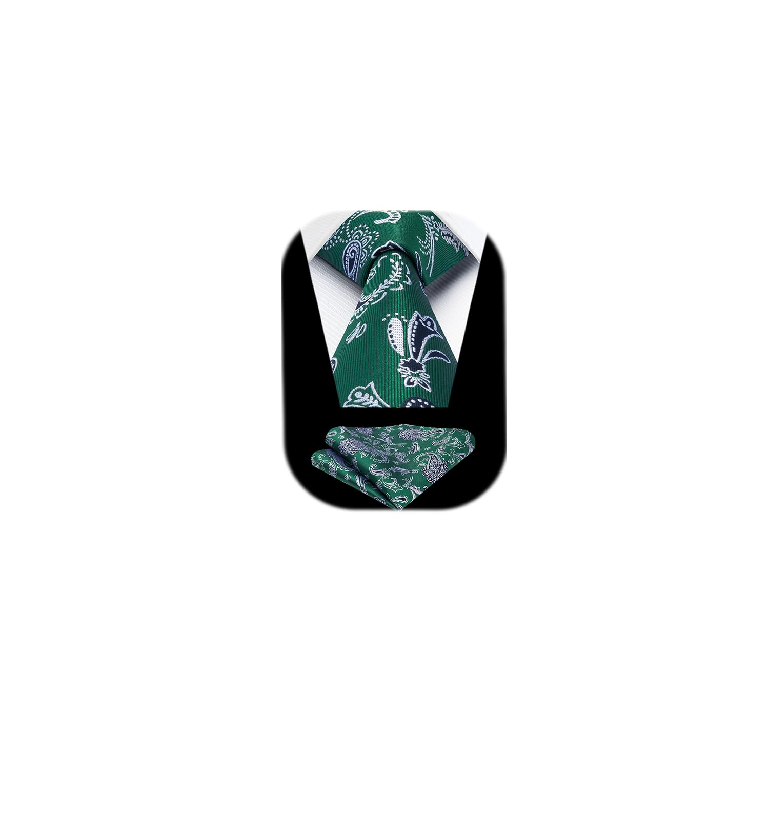 HISDERN Ties for Men Paisley Floral Tie Handkerchief Classic Woven Business Formal Necktie and Pocket Square Set Wedding