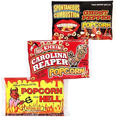 Premium Microwave Popcorn – Variety Gift Pack (3) - Ultimate Spicy and Sweat Gourmet Gift - Try if you dare! Cover