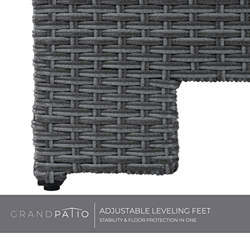 Grand Patio Outdoor & Indoor Coffee Dining Table - All-Weather Resin Wicker, Adjustable Steel Slat Lift Top, Storage Shelf - Gray #TOP7
